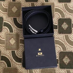 Milorde Men’s Genuine Leather Dress Belt – Basic Navy – Size 34 (New in Box)
